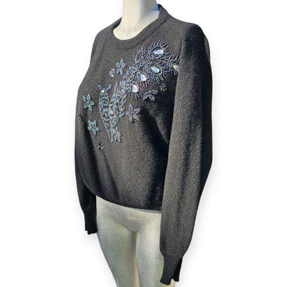 Vintage Black Lambswool Beaded Sweater - Picture 5 of 11